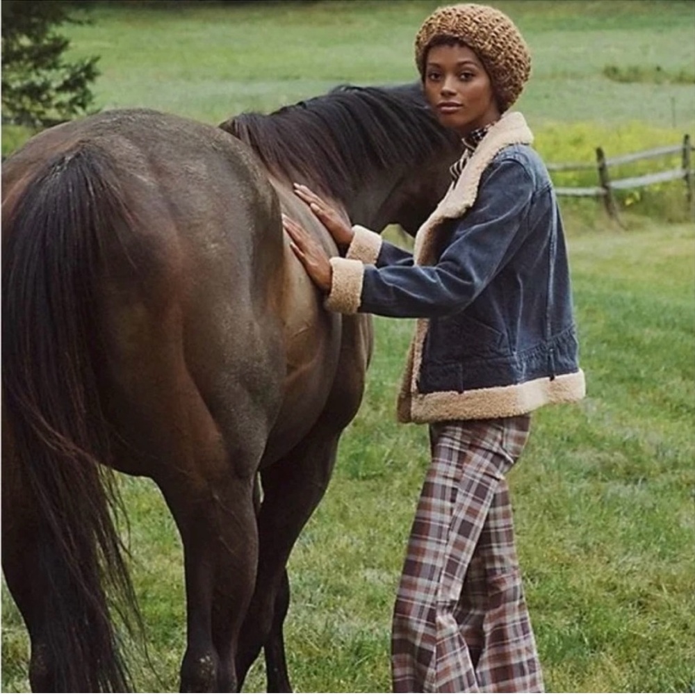 We The Free Rylee Cozy Blue Denim Moto Jacket - Picture 8 of 12